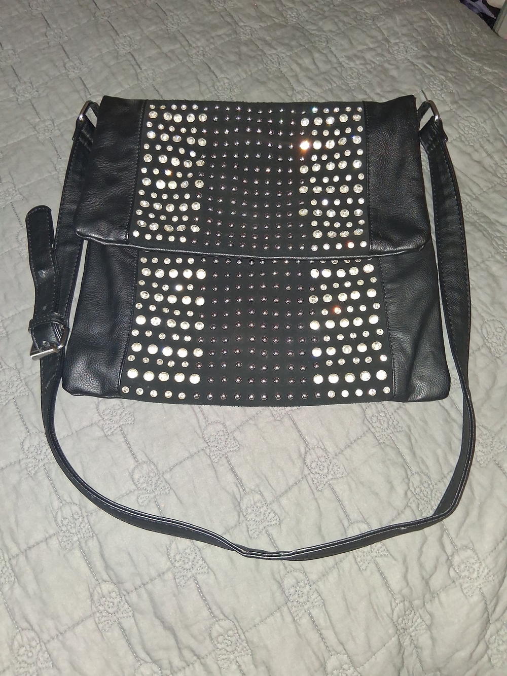 Lionel Black Studded Crossbody Bag - Women's Shoulder Purse